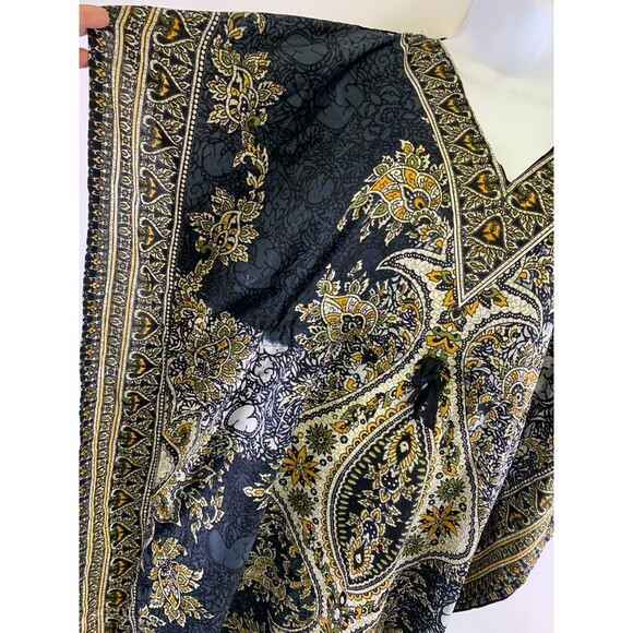 BOGO Cute Options Kaftan Rayon Paisley Gray Yellow Drawstring Waist Free Size - Picture 3 of 12
